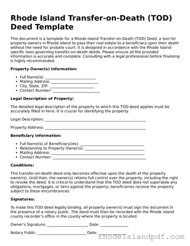 Transfer-on-Death Deed Template for Rhode Island State
